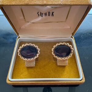 SWANK Gold and Black Oval Cufflinks
